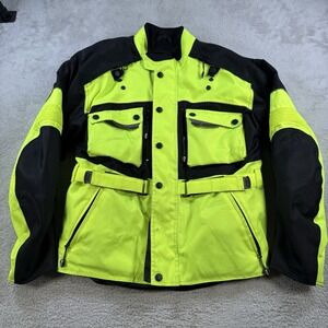 BILT Motorcycle Jacket Mens XL Yellow Waterproof Padded BLW 12 Hi Vis Full Zip